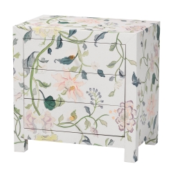 Baxton Studio Connery Floral  End Table - 3-Drawer Decorative Accent Storage Cabinet